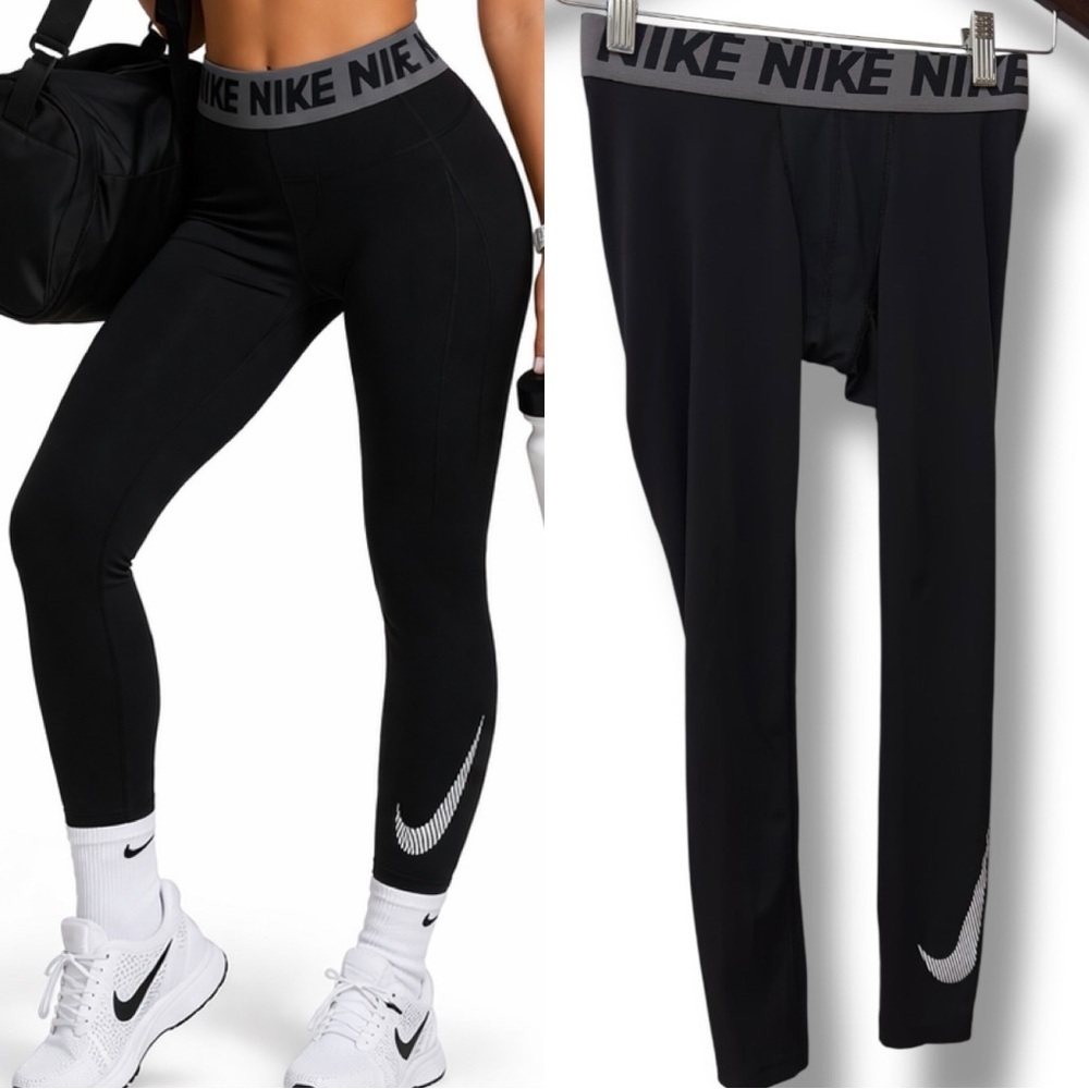 Nike | NWOT Jordan Black Dri-FIT Swoosh Leggings with Logo Waistband (size M)